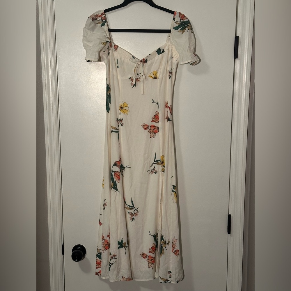 Charlie Moss Ivory Floral Midi dress size small